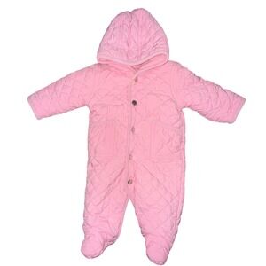 Ralph Lauren Baby Girl Pink Quilted Hooded Bunting Snowsuit 3M